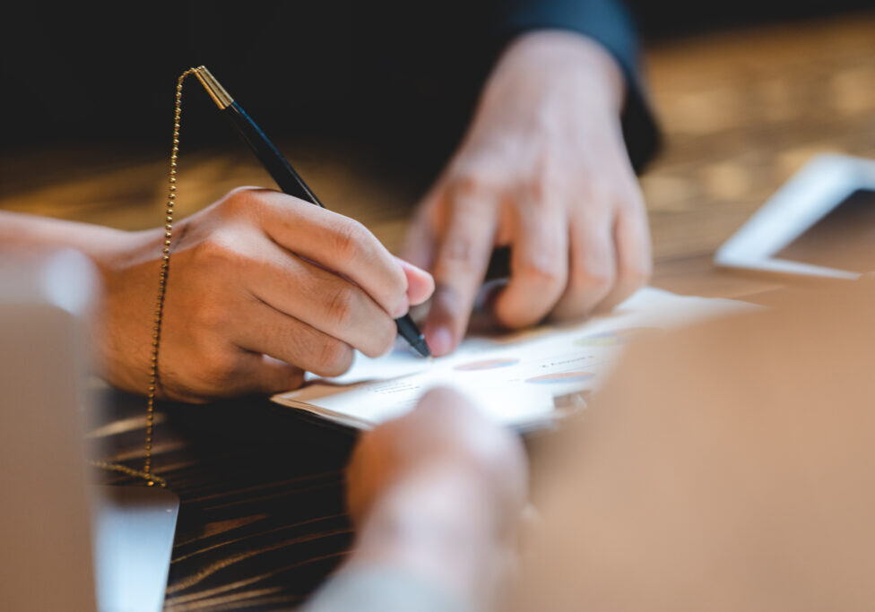 business person who working to strategy research information of client request service system, support with connection to success on cyberspace communication technology and marketing date education